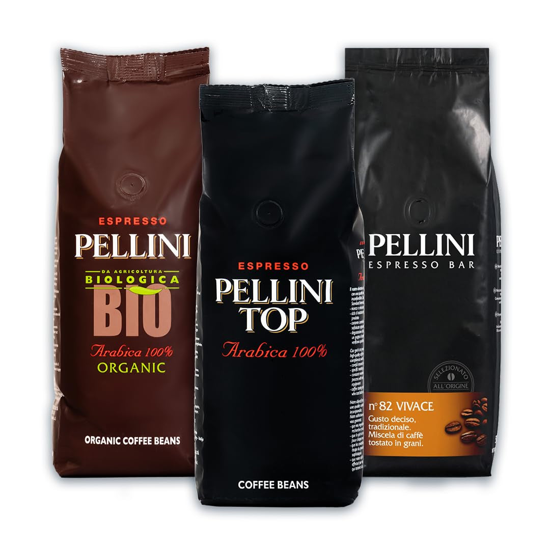 Smaksats Pellini kaffebönor, ekologiska, Vivace, 3 förpackningar à 500g vardera (1,5 kg)