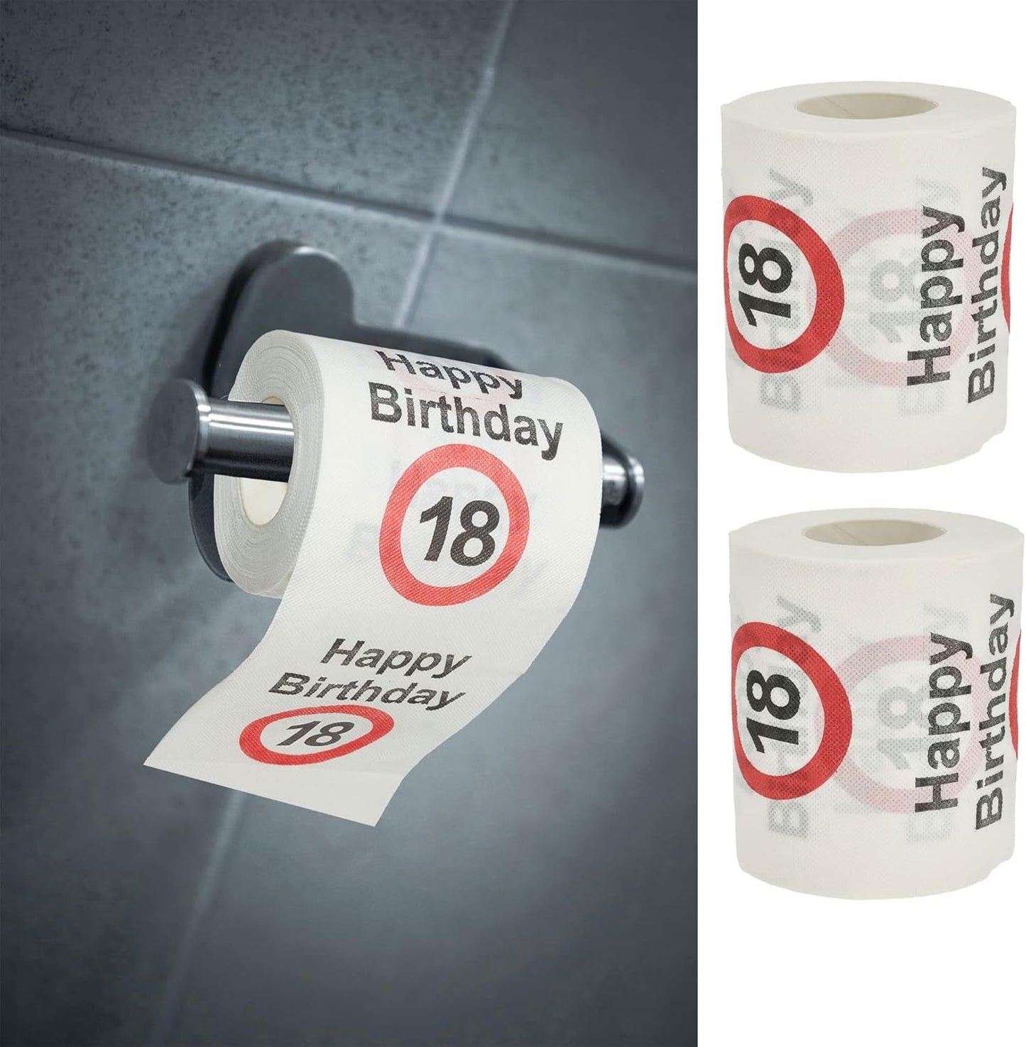 Set med 4 toalettpapper "Grattis på 40-årsdagen" │40-årsdagen 24 meter 2-tyger 180Gr/Qm │ Toalettpappersmotiv toalettpapper (4 x toalettpapper 40)
