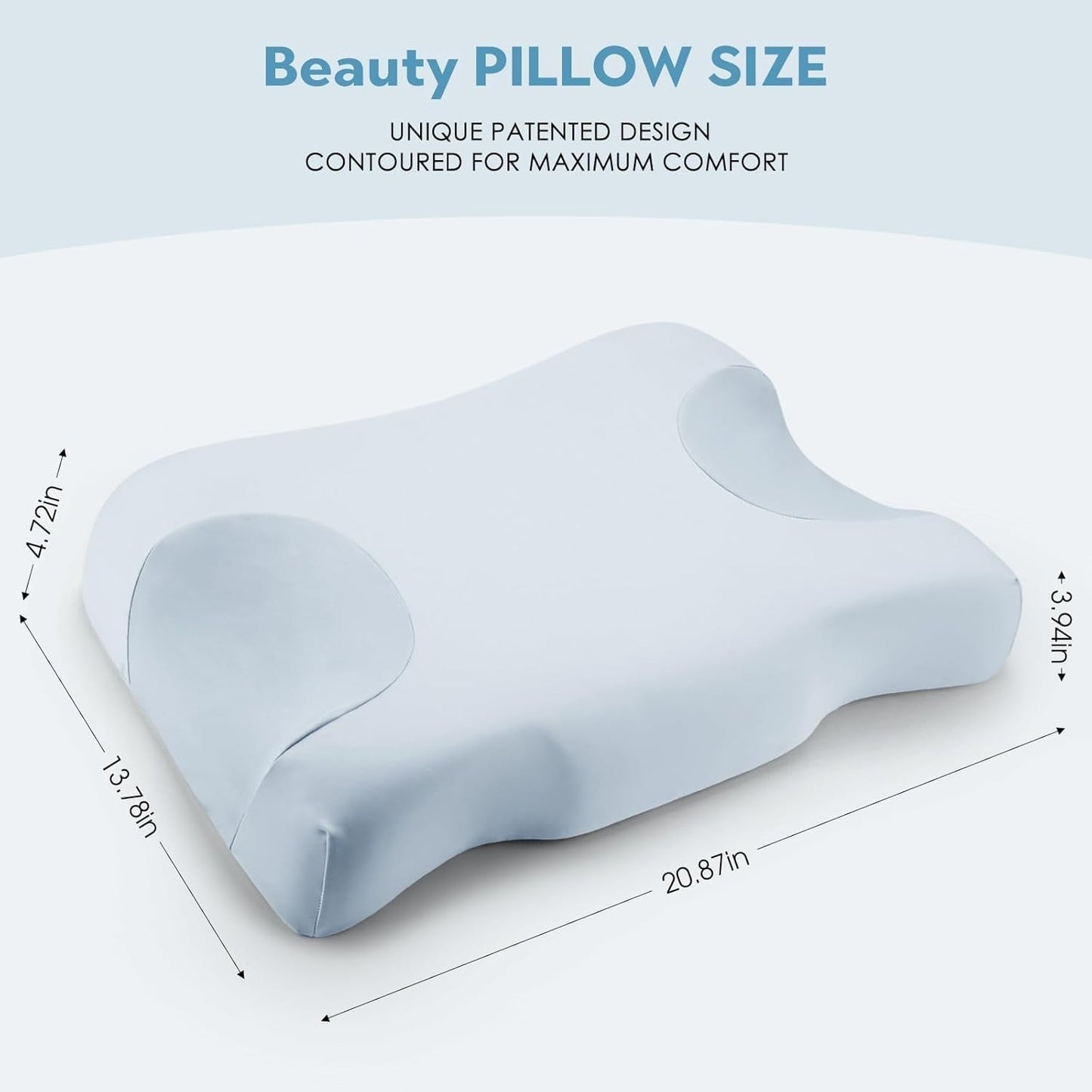 Royalisneeo skönhetskudde för rygg, mage och sidovärk Nacke- och axelvärkskudde Anti-rynkor Anti-aging Memory Foam Kudde Blå (Standard) Cervikala ortopediska kuddar Naty Shop