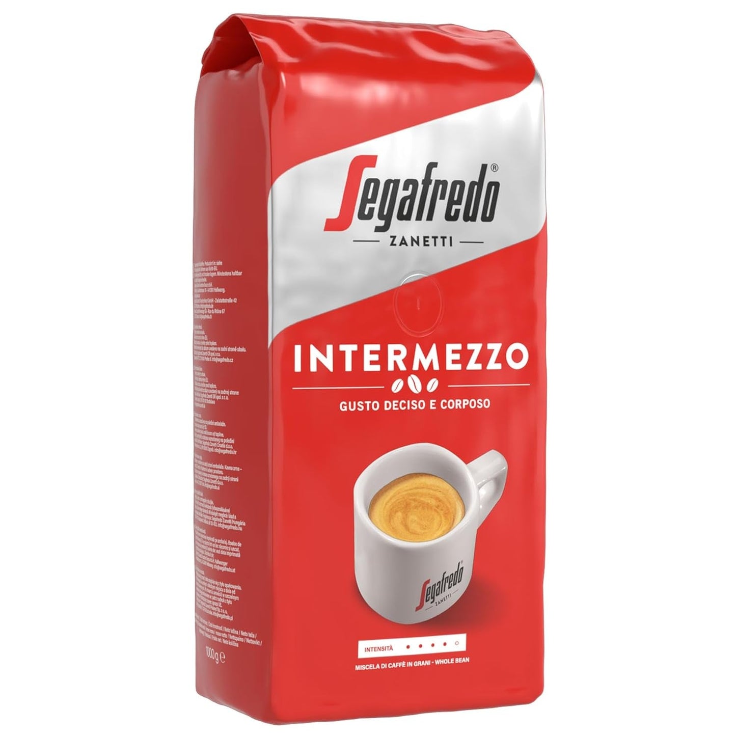 Segafredo Zanetti Intermezzo - Hela bönor (1 kg förpackning) - Geeignet für alle italienschen Kaffespezialitäten - Kaffeebohnen mit mitteller Röstung, stark und vollmundig im Gesmack
