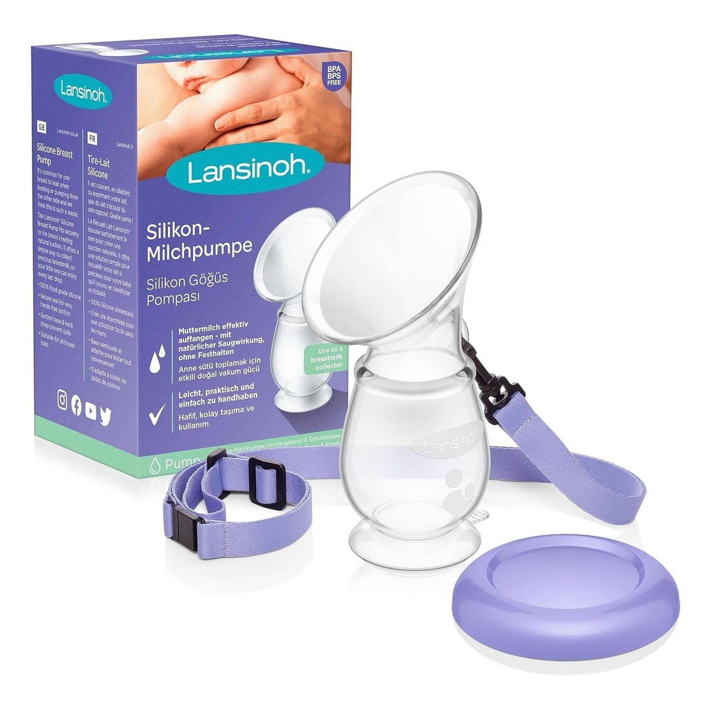 Lansinoh Silikon Milchpumpe & Muttermilchauffänger - Angenehmes & Extrem Weiches Silikon - Rettet Jeden Tropfen Muttermilch - Alternativ Zu Milchauffangschalen, 1 Stück (1Er Pack) Tillbehör Mat och Amning Bebe Naty Shop Single Silikon-Milchpumpe Muttermilchauffänger