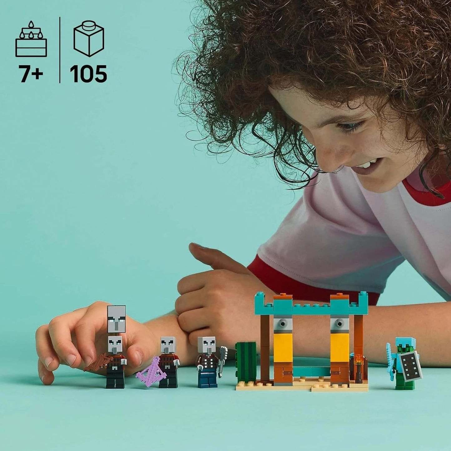LEGO Minecraft The Illager Desert Patrol videospelset för barn, Outpost Mini Toy och tre minifigurer inklusive plundrare, tjänare och kaktusriddare 21267 Byggset Besuche den LEGO-Store
