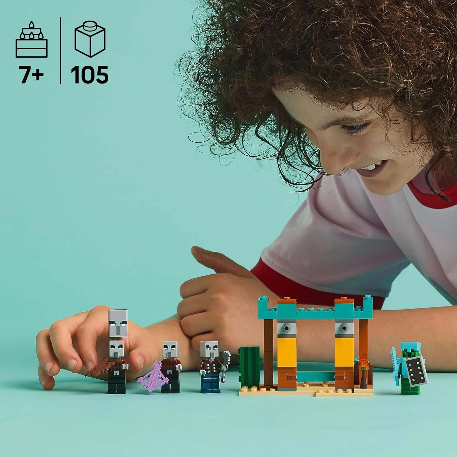 LEGO Minecraft The Illager Desert Patrol videospelset för barn, Outpost Mini Toy och tre minifigurer inklusive plundrare, tjänare och kaktusriddare 21267 Byggset Besuche den LEGO-Store