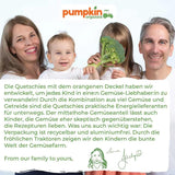 Pumpkin Organics Bio Gemüse-Getreide-Quetschie Kürbis, Birne, Apfel, Pflaume, Hafer ohne Zuckerzusatz¹ - ab 8 Monaten - als Snack eller Beikost für unterwegs (100g)