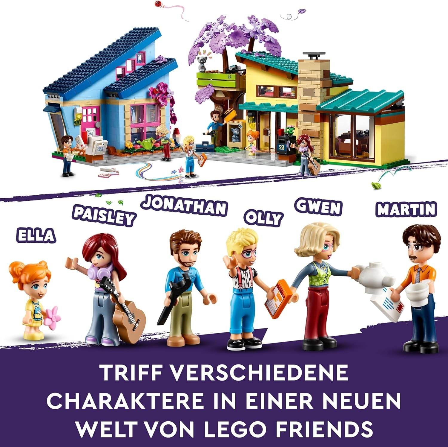 LEGO Friends Olly och Paisley Family House, Dockhus med figurer och tillbehör, tvåvåningshus och trädkoja, kreativ present för flickor och pojkar 7+ 42620 Byggset Besuche den LEGO-Store