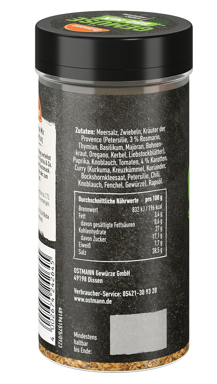 Ostmann Gewürze - Gemüse BBQ Mix | Gewürzzubereitung für Gemüse | Mediterrane Kräuternote für Grillgemüse, Tofu und Co. | 120 g i en sil