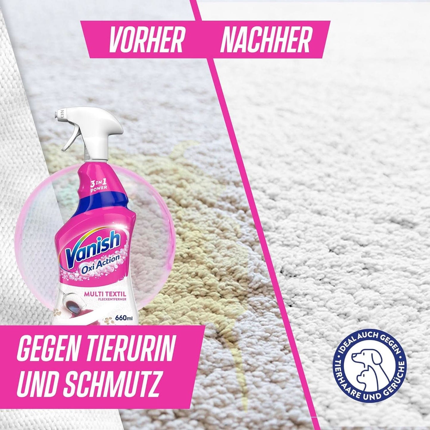 Vanish Oxi Action Multi - Textilfläckborttagningsspray - 660 ml - Textiltvättmedel för mattor och klädsel - mot smuts och urinlukt Naty Shop