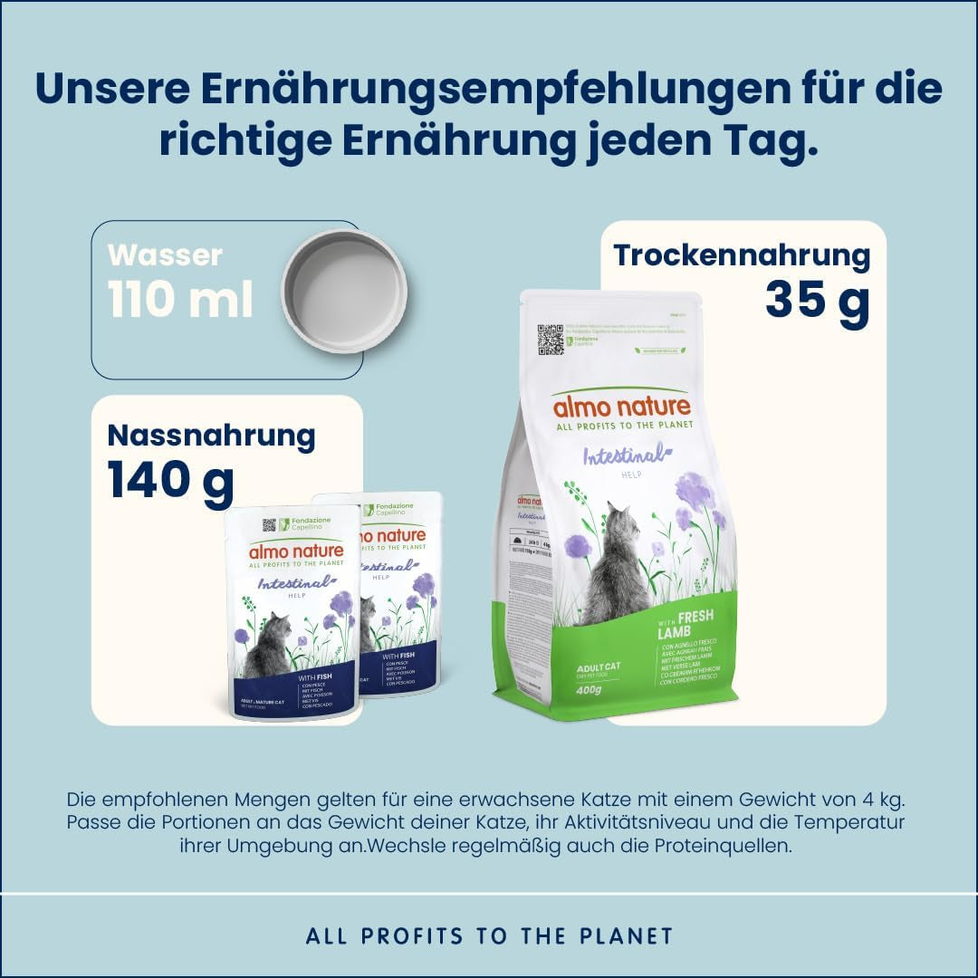 Almo Nature Functional - Tarmhjälp - Våtfoder för vuxna och mogna katter med känsliga tarmar - med fisk - stödjer mikrobiomet - 70 g (förpackning om 30)