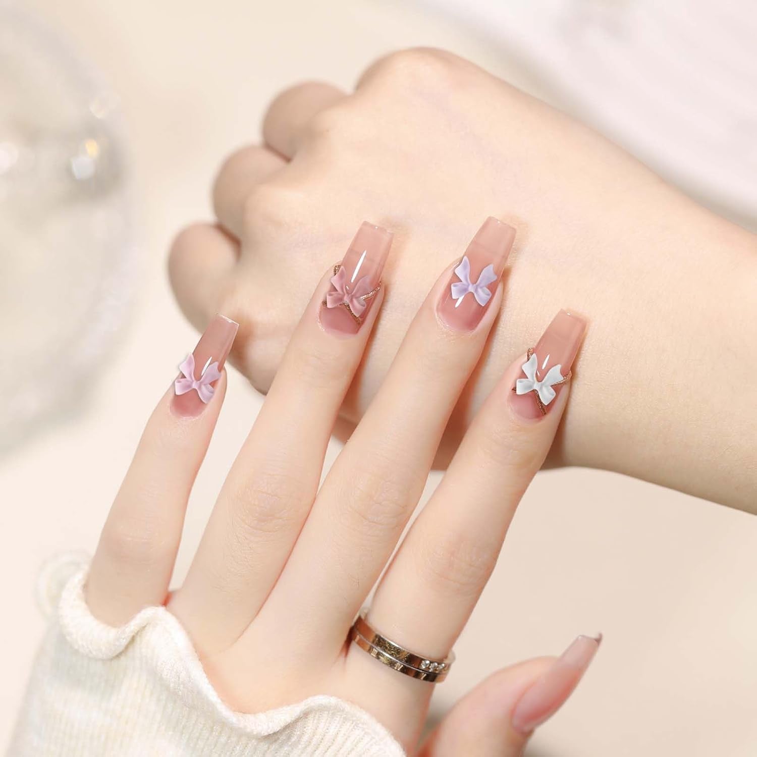 100 Stück 3D Nageldekorationsset Schleifen Nagelanhänger Nagelkunst Dekorationen Schleife Für Acrylnägel, Süße Kawaii-Schleifenanhänger, Hübsche Nagel-Schleifenanhänger-Dekoration