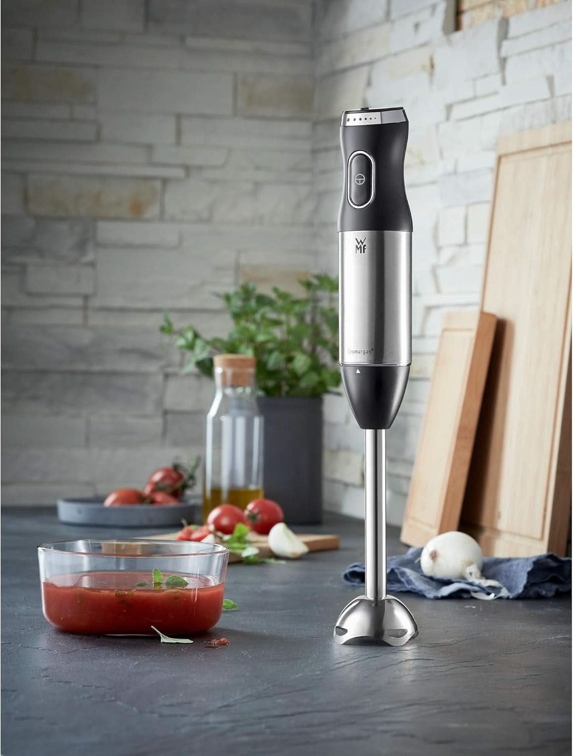 WMF Kult X Edition Stabmixer, Zauberstab 600 W, Pürierstab Edelstahl Mit Variabler Geschwindigkeitsenstellung, Purierstab Edelstahl Matt Kitchen Naty Shop