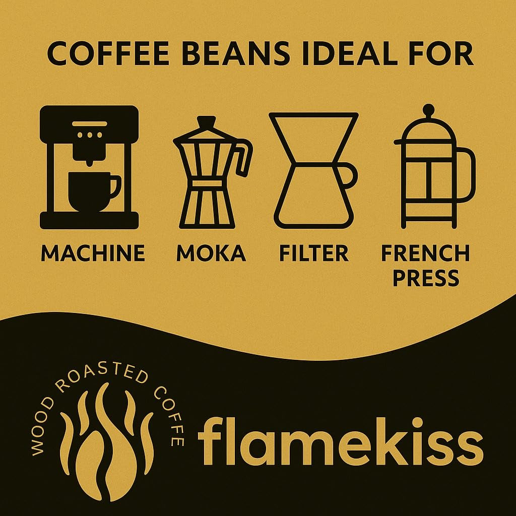 Kaffebönor 1 kg – Arabica och Robusta espressobönor av hög kvalitet, handrostade över en vedeld för en rik och aromatisk kaffeupplevelse av hela bönor