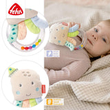 Fehn bläckfisk leksak ringklocka - skramla, gnissla, känna motorik leksak - plyschleksak för bebisar med mjukt tyg - leksak för bebisar och småbarn från 0+ månader Baby Toys Naty Shop