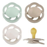 nip - Cherry Green | 0-6 månader | Paket om 4 | Babynapp, lämplig för amning och tänder. Hållbar napp, tillverkad av naturliga råvaror, ljusgrön/brun