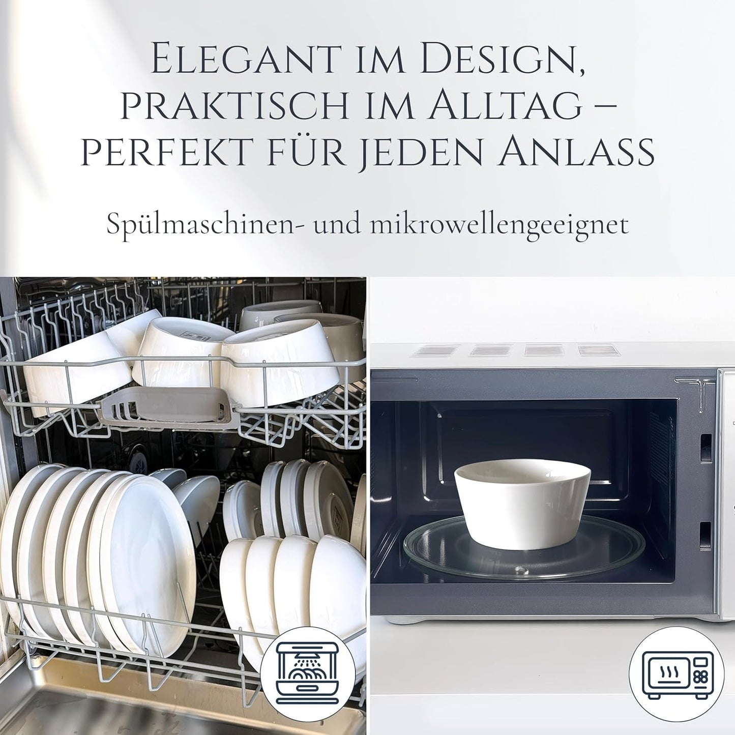 Kristall 48 delar porslin servisset TESTVINNARE Klart porslin servis set Skålar och tallrikar Middagsservice för 12 Pure Living servis set i vitt