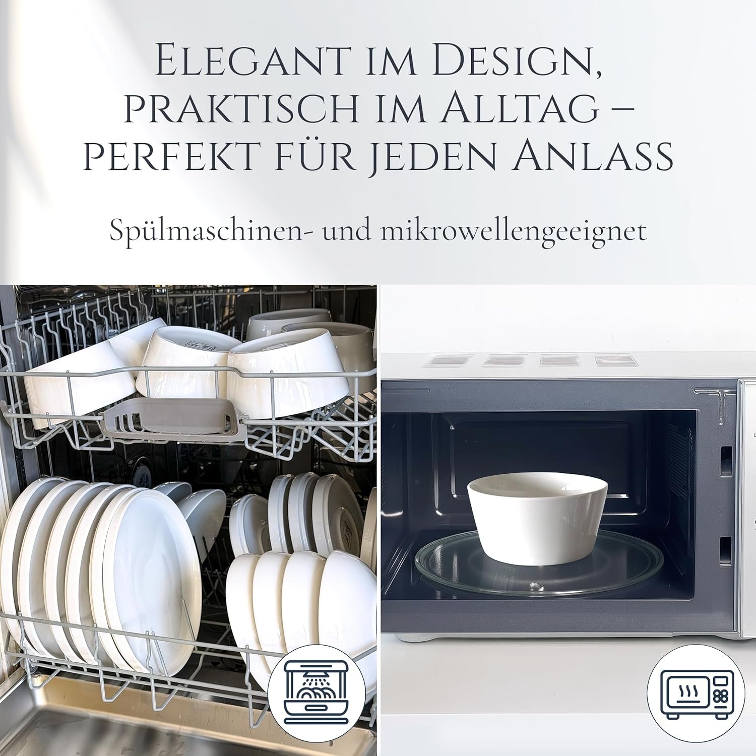Kristall 48 delar porslin servisset TESTVINNARE Klart porslin servis set Skålar och tallrikar Middagsservice för 12 Pure Living servis set i vitt