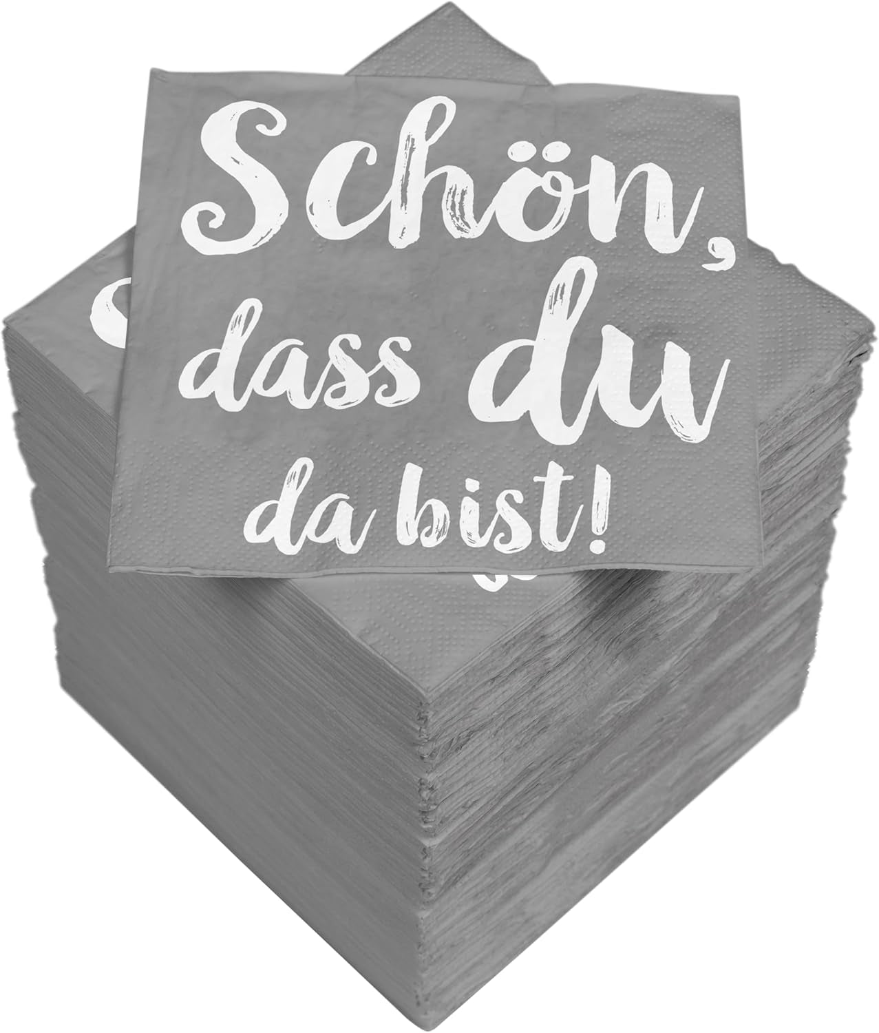 HEKU 'Schön Dass Du Da Bist' cocktailservetter, 3 lager, 25X25Cm, 150 stycken I Elegant design I Idealisk för fester I Praktiskt packad