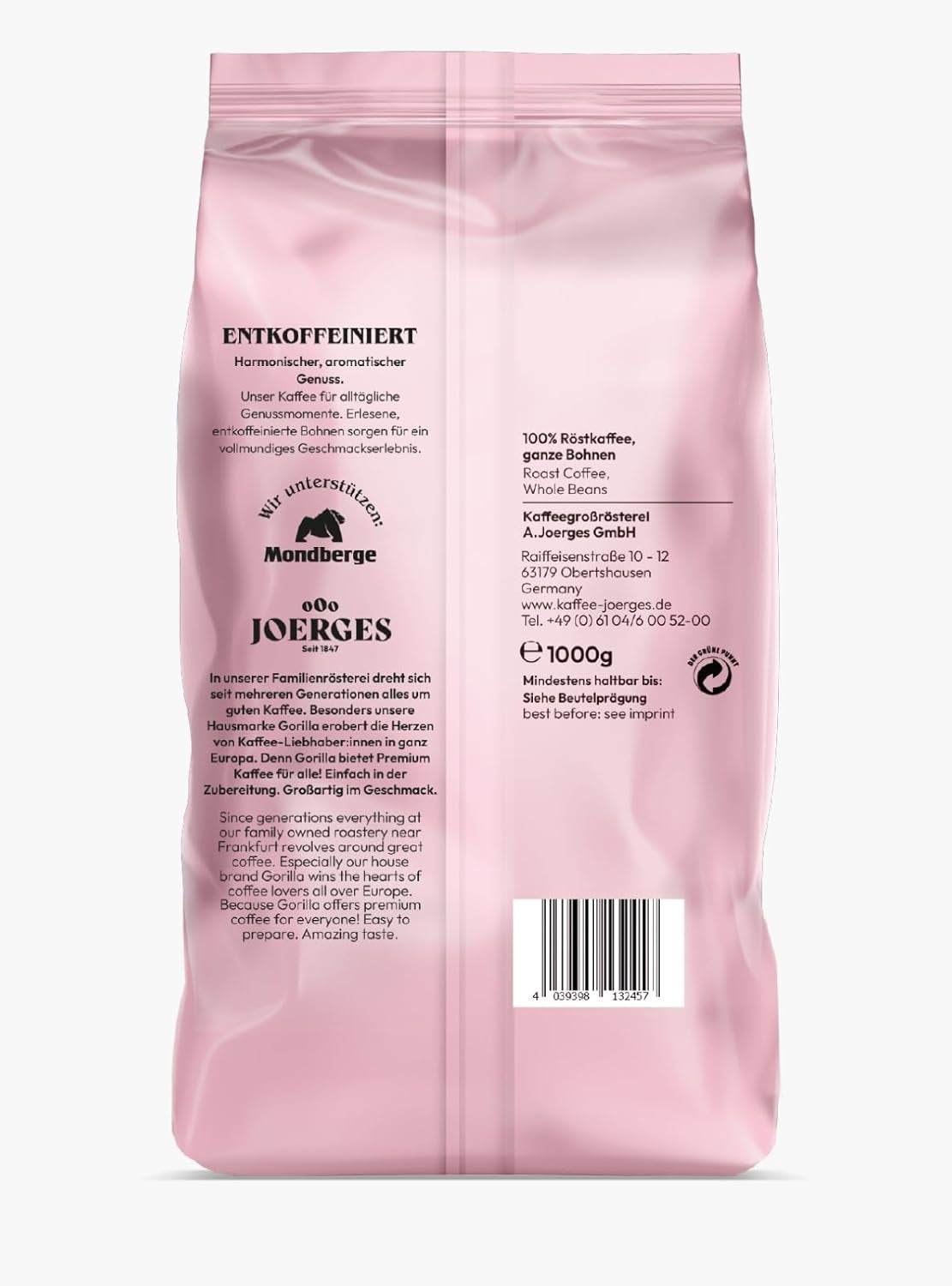 Espresso GORILLA 1000g koffeinfria, hela bönor