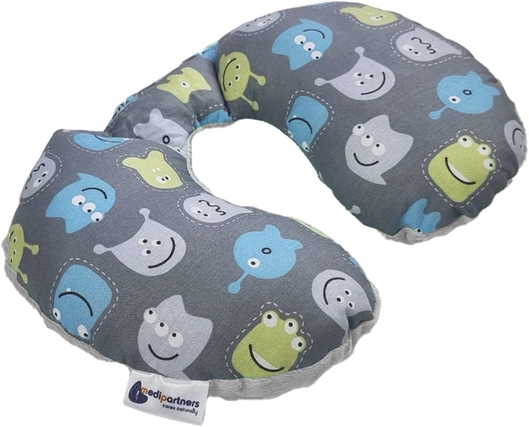 Medi Partners Baby nackkudde Nackstöd 100% bomull / minky baby nackkudde för bilvagn resor sömn nackkudde snooze roll (REH med grå Minky) Cervikala ortopediska kuddar Naty Shop Creatures with Grey Minky