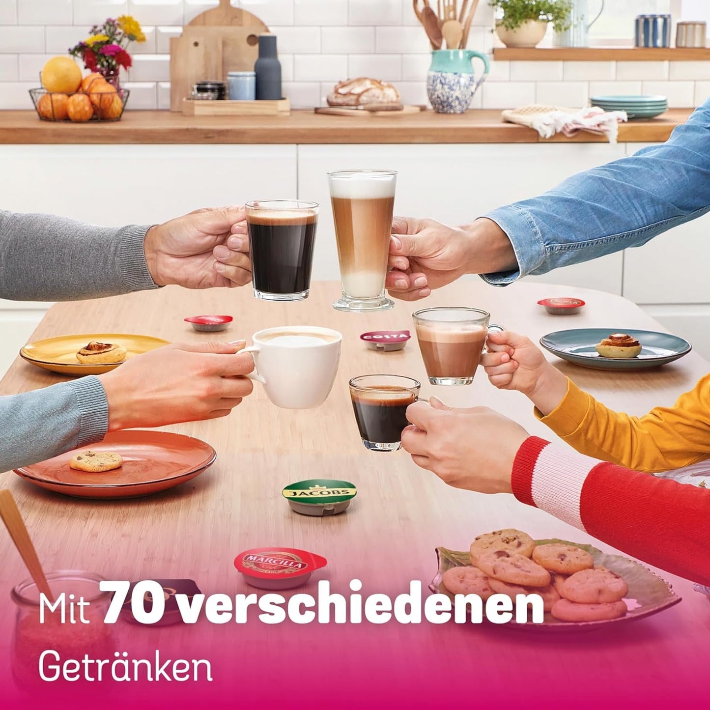 Bosch Tassimo Happy Friendly TAS107E Kapselespressomaskin, 70+ drycker, Lämplig för alla koppar, Auto-Stop, Hållbar, Perfekt Dosering, Platssparande, 1400W, Kräm/svart