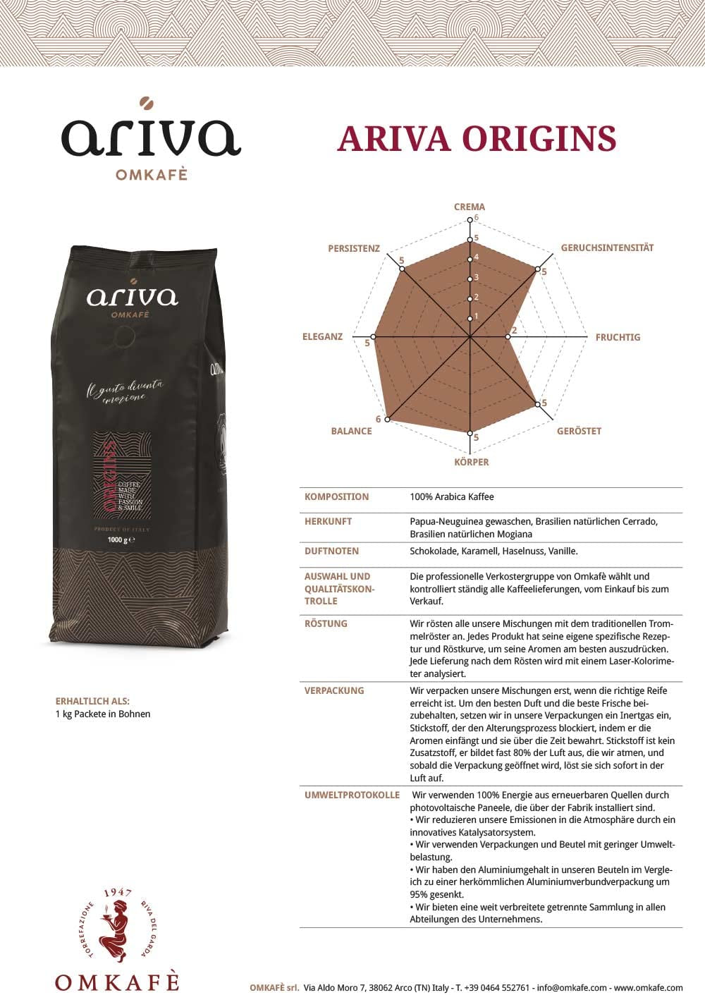 Espressokaffe - Terraviva - Bönor 1000 g (28,00 EUR/1 kg)