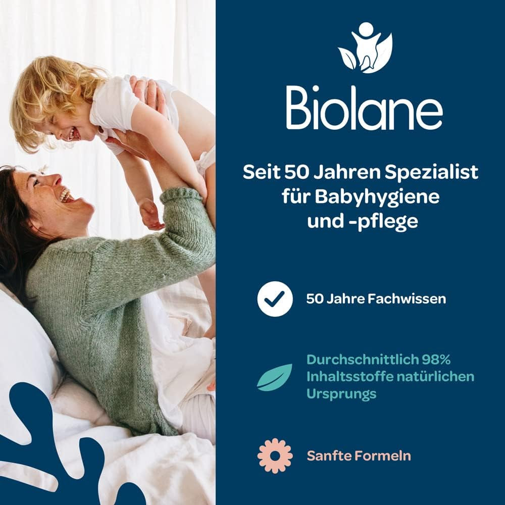 BIOLANE - Våtservetter för bebisar, ansikte och händer - Extra skonsamma rengöringsservetter för hygien - Våtservetter för bebisar från födseln - Alkoholfri - 12 x 64 våtservetter (768 våtservetter)