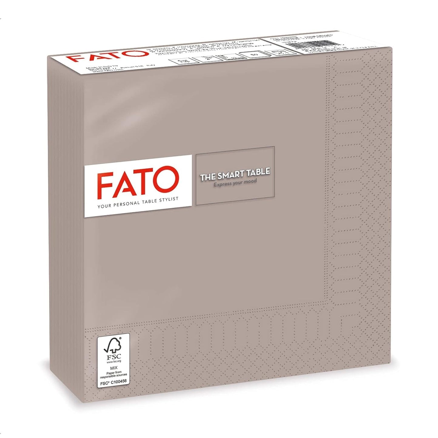 Fato, pappersservetter för engångsbruk, idealiska för vardagliga luncher och bufféer, paket med 50 servetter, storlek 33X33, vikta i 4, 2 lager, Turtleduve, 100 % rent cellulosapapper, Fsc-certifierat