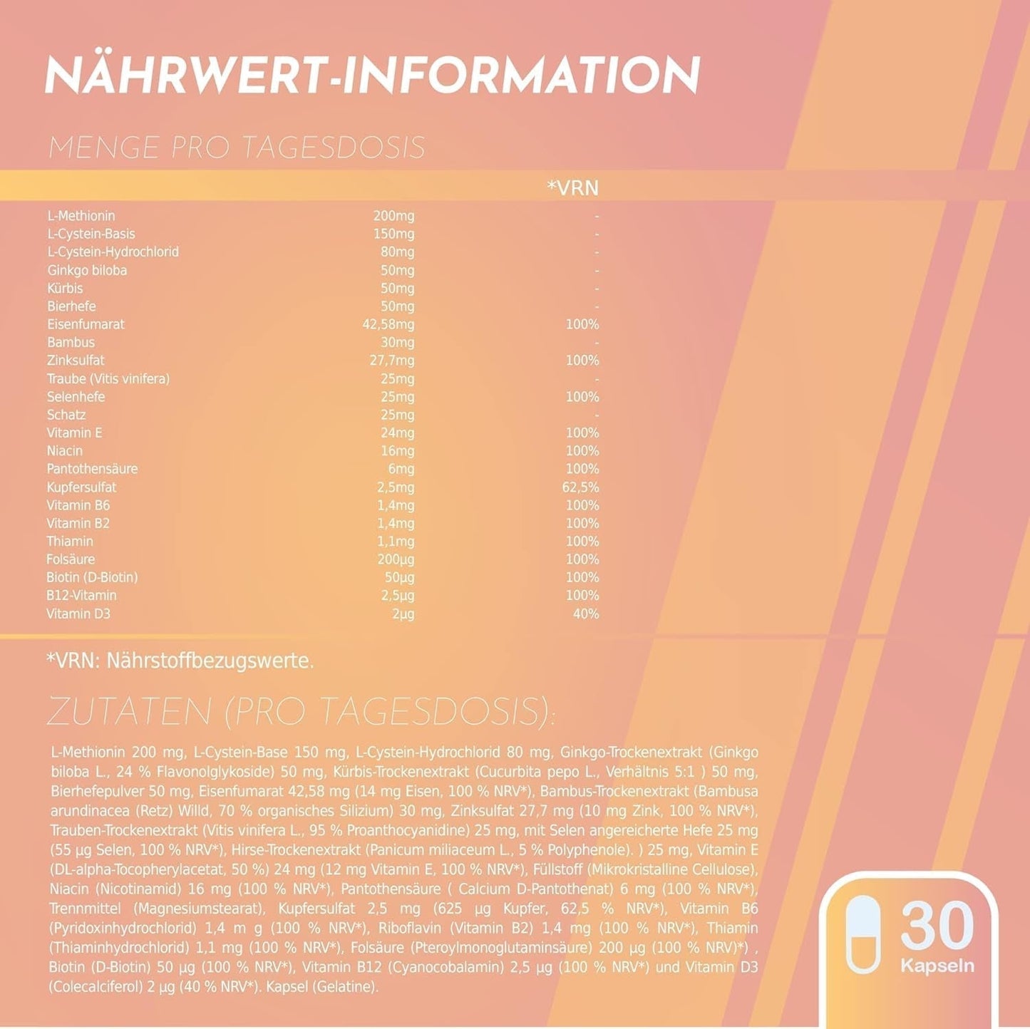 Healthy Fusion Haircomplex, effektiv mot håravfall, 30 kapslar Hårvård Naty Shop