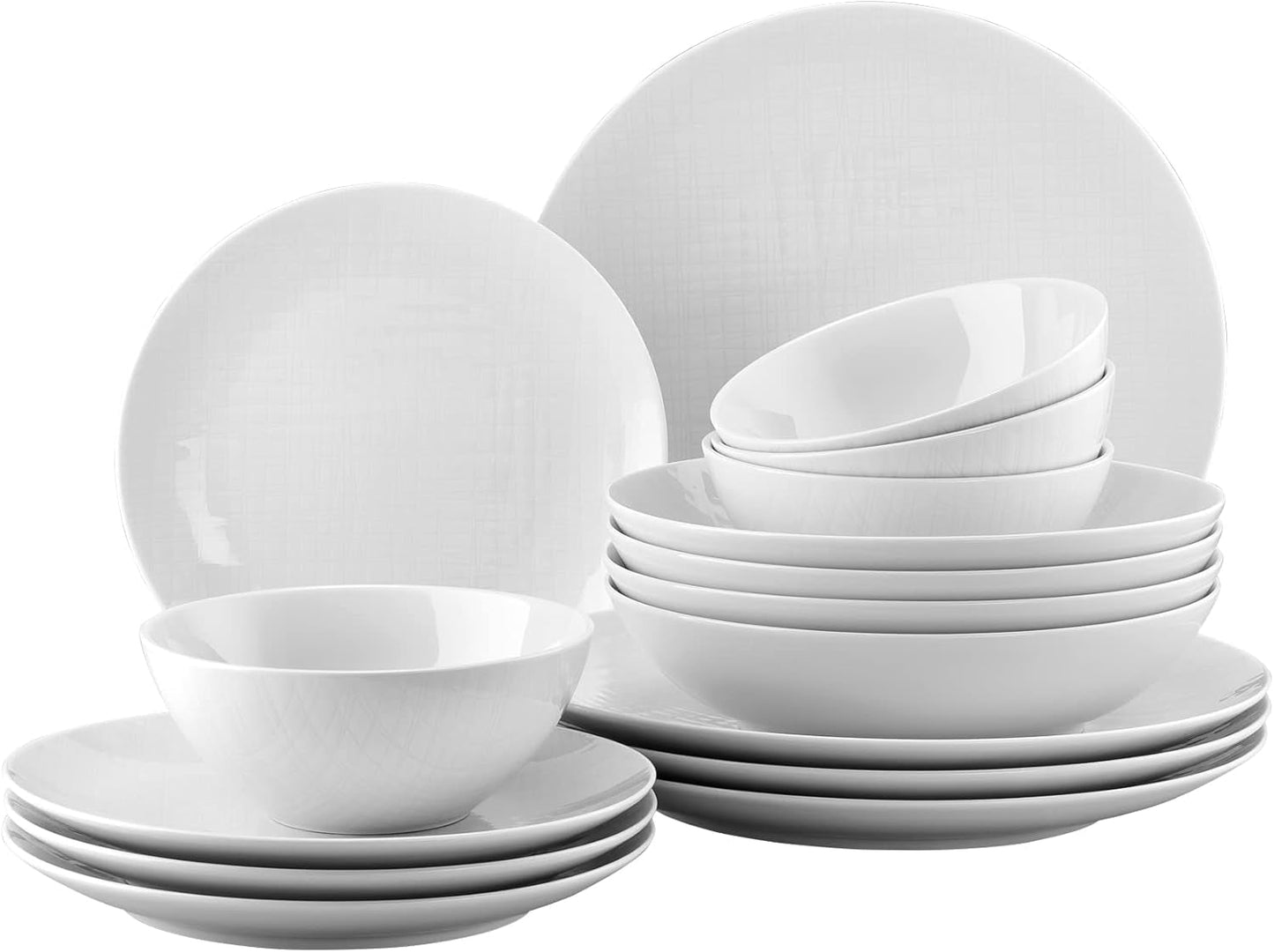 Rosenthal 11770-800001-28370 Nätset, 16 stycken, bestående av 4 tallrikar (djup 21 cm, tallrikar 21/27 cm), flingorskålar 14 cm, vit