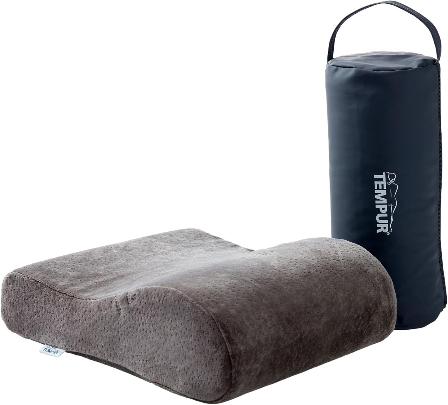 TEMPUR Memory Foam Resekudde, Ergonomisk nackkudde, inklusive bärväska, antracit, Mått 25 x 31 x 10/7 cm
