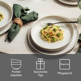 som. av Villeroy & Boch – Crafted Cotton Dinner-Set 4 teilig Weiß, Spülmaschinenfest, Mikrowellensicher, Geschirrset, Tafelservice Modern, Speiseteller, Tiefe Teller, Pottery-Look, Premium Porzellan