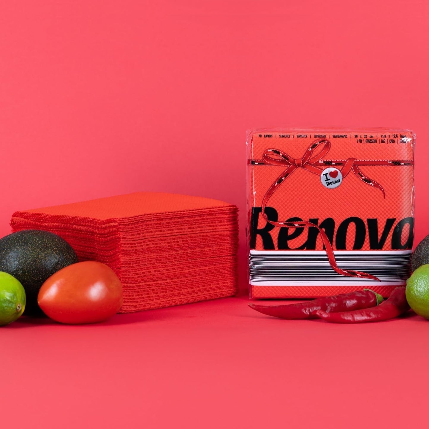 Renova pappersservetter, röd röd etikett - 70 servetter