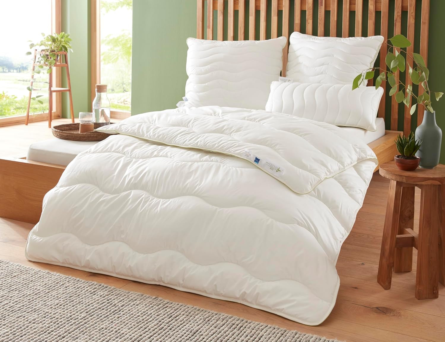 Badenia Trendline Eco quilt Aerelle Blue Duo 135 X 200 Cm, Vit, Öko-Tex certifierad, Tillverkad i enlighet med tysk kvalitetsstandard Täcken och täcken Naty Shop 135 X 200 Mono täcke för alla årstider