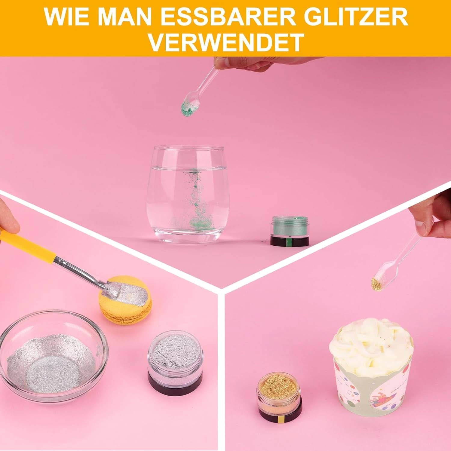 Ätbart glitter, set med 6 nyanser, 5 gram Glitter Naty Shop