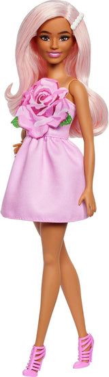 Barbie Fashionistas docka nr. 238 med pastellrosa hår, axelbandslös klänning med rosa topp, pärlhårsklämma och högklackat med remmar, HYT94 Naty Shop Dolls Default Title