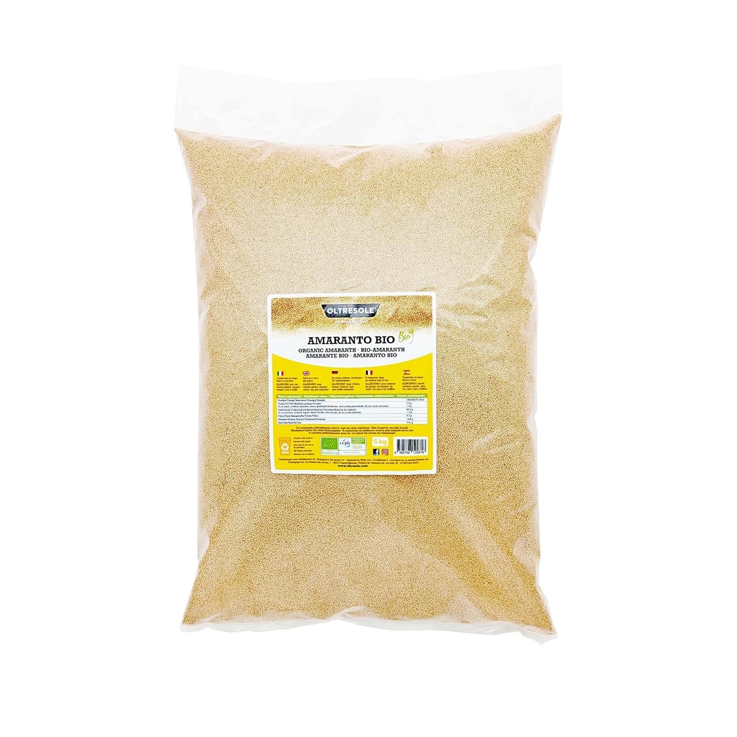 Ekologisk amarant 5 kg, råa spannmål i spannmål, frön från kontrollerade ekologiska kulturer, rik på fibrer, mineraler och vitaminer, ekonomiskt paket