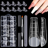 120 st nagelformsset, nagelförlängningar, gelnagelformer, nagelformset med dubbelhuvudborste och nagelfil med clips, för gelnaglar
