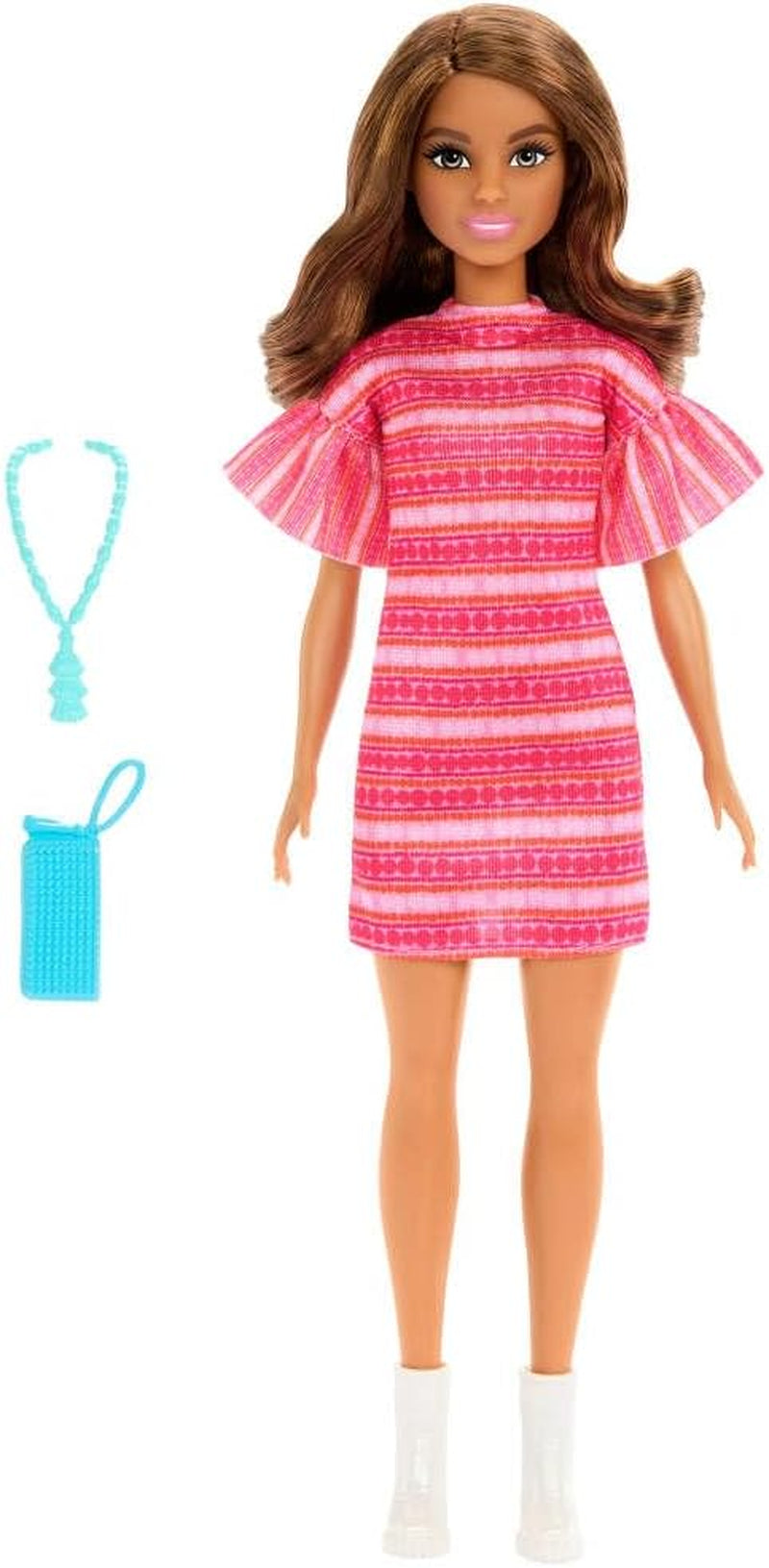Barbie och Teresa Rezept für Freundschaft Teresa-Modepuppe med unverkennbarem Outfit till An- och Ausziehen, med tillbehör inklusive ett halsband, JCT02