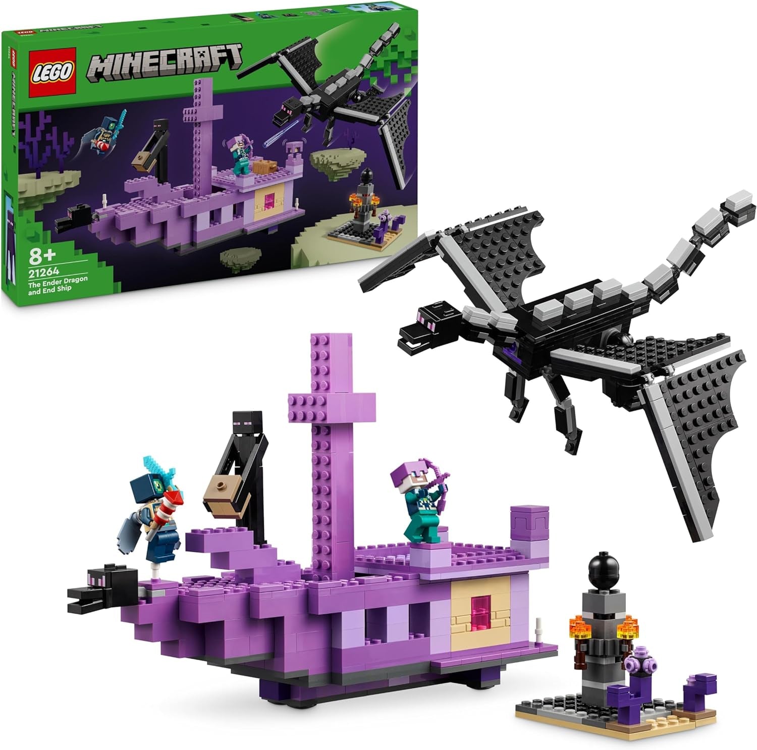 LEGO Minecraft The End Dragon and the End Ship Actionleksak och upptäcktsset Videospel Byggset Äventyrsset Present för pojkar och flickor 8 år 21264 Byggset Besuche den LEGO-Store Standardtitel