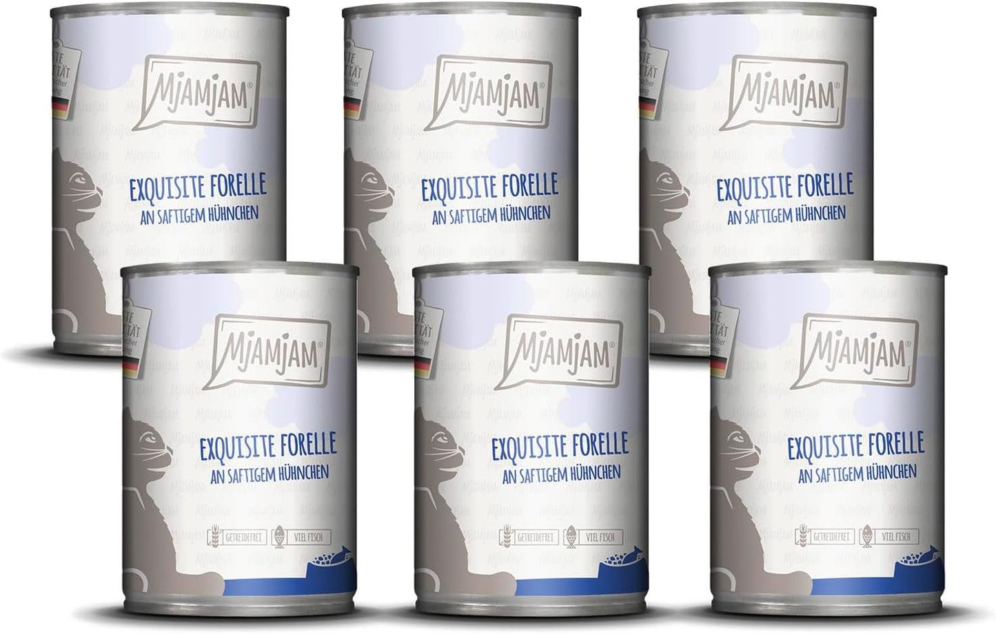MjAMjAM - Premium våt kattmat - Raffinerad öring med saftig kyckling, förpackning om 6 (6 x 400 g), spannmålsfri