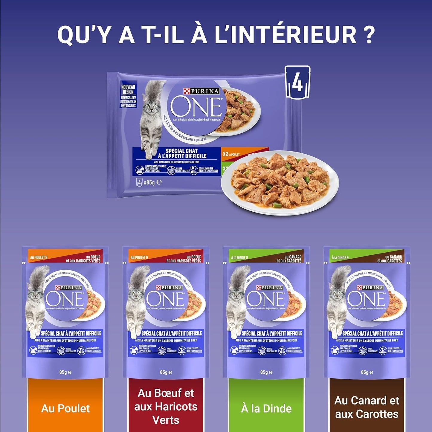 Purina One - Spezialfutter i sås Svål/Huhn/Ente und Turkeyhn für Katzen mit Appetit, 340 g