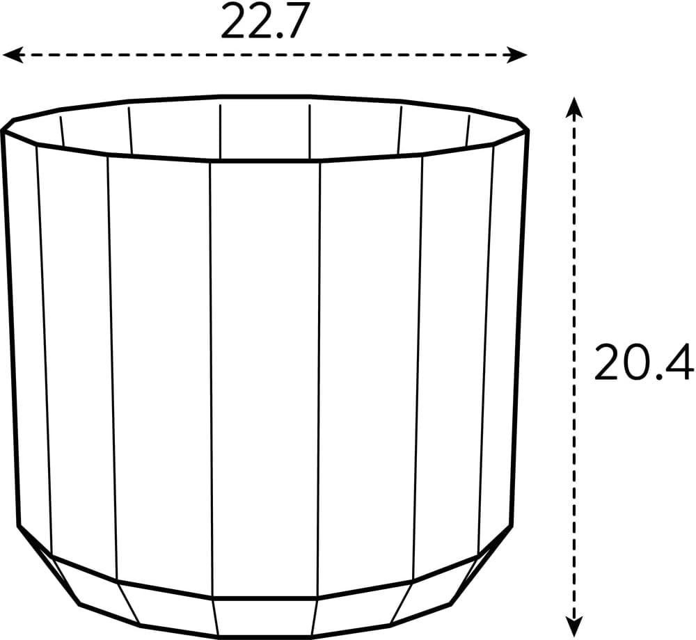Rund kruka elho Facet 23cm - för inomhusbruk - 100% återvunnen plast - Ø 22,7 x H 20,4 cm - Rosa/Mandelrosa