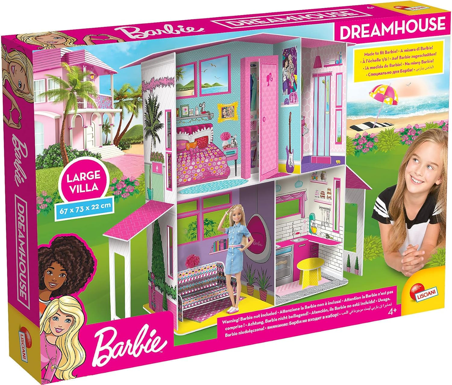 Lisciani - BARBIE Dollhouse - Barbie Dream Villa på två våningar - 3D-hus att bygga, dekorera och designa - Kreativt hantverk och byggleksak för barn från 4 år och uppåt Dockhus Naty Shop
