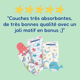 - Blöja storlek 4+ 9-20 kg – Ökologische Babywaidern – natürliche Babypflege, hypoallergen, ohne Parfüm und auslaufsicher – hermestellung in Frankreich – 126 engångsblöjor – 1 månad