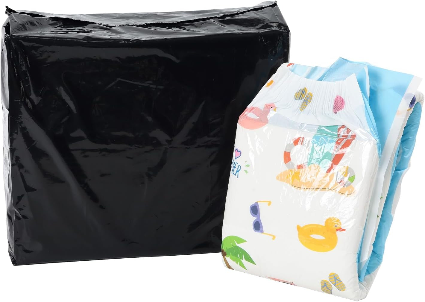 CutiePlusU vuxenblöjor, 10-pack, engångsblöjor för kvinnor och män, maximal absorptionsförmåga över natten - jag älskar sommar (medelstorlek 71-96 cm)