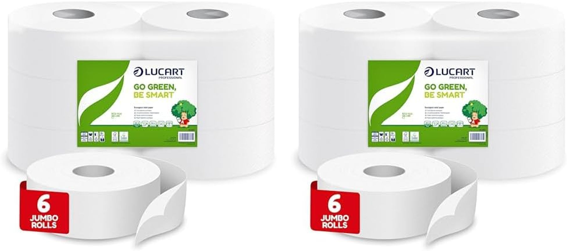 Jumbo Eco toalettpappersrullar, 2-lagers, handtvättkräm med rengörande, fuktgivande och utjämnande formel - Blomdoft - 5L, 6 stycken (1-pack)
