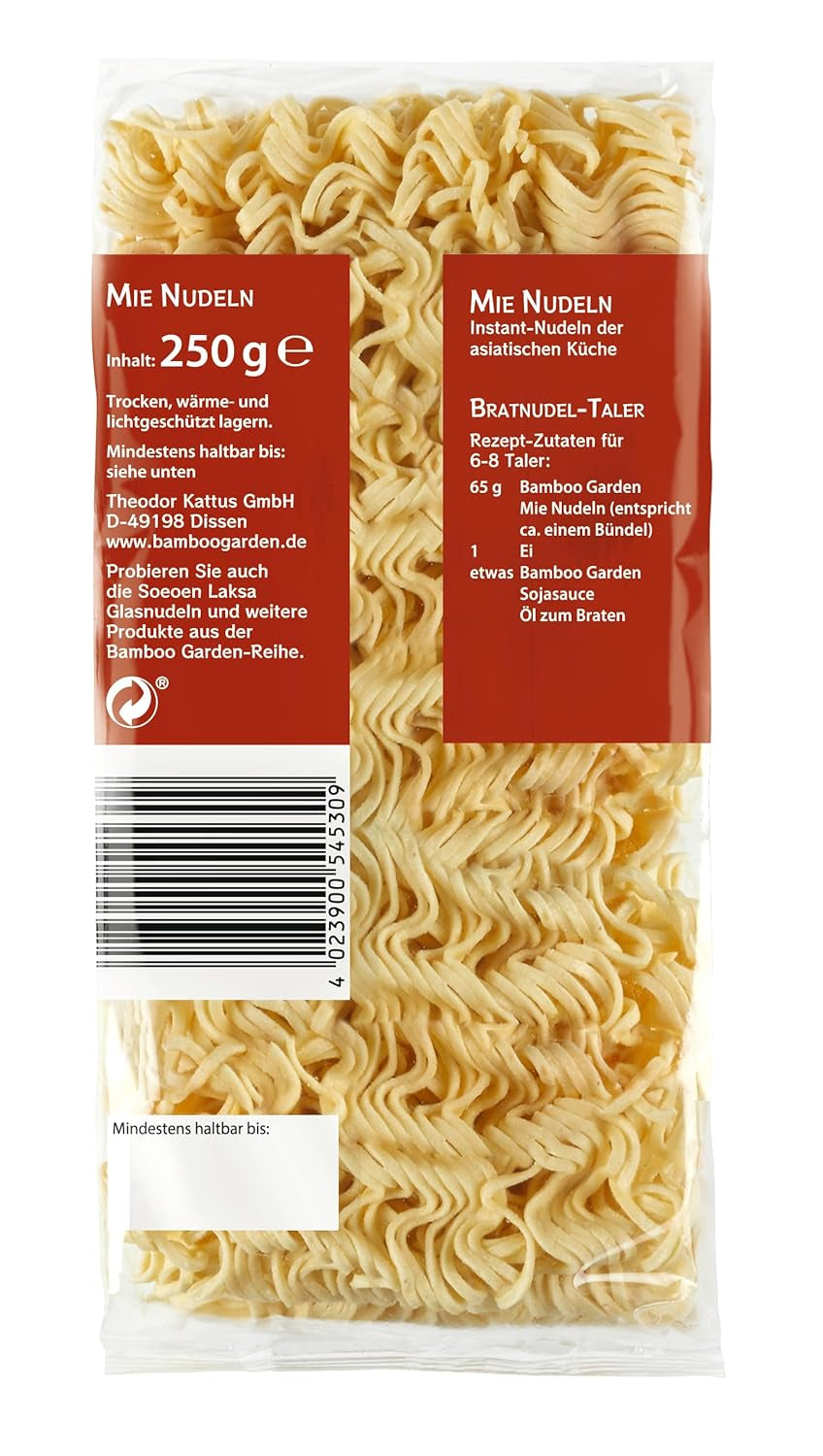 Bamboo Garden - Mie Nudlar | Snabbnudlar för det asiatiska köket | Idealisk för wokrätter eller soppor Veganer | 250g påse
