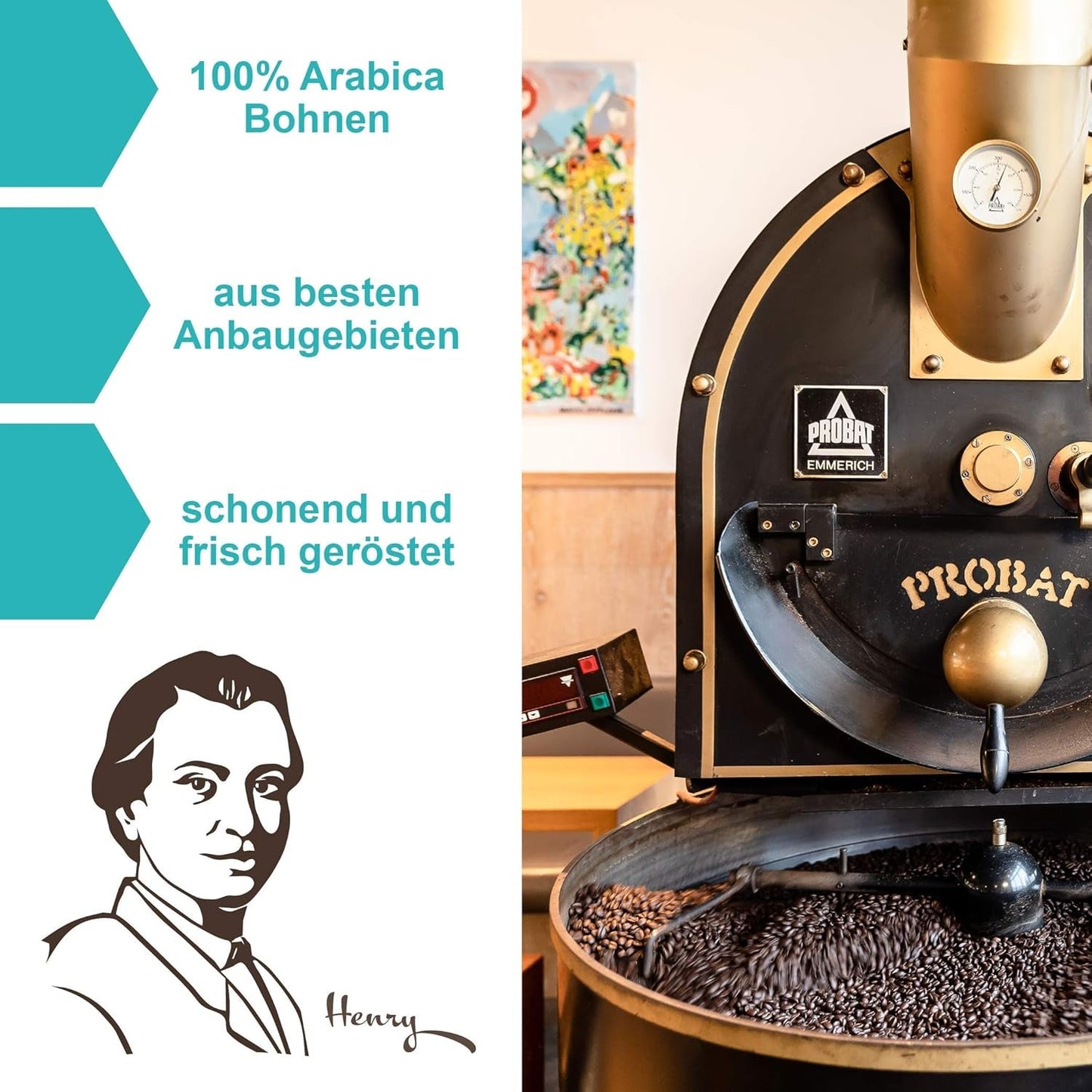 Henry's Macadamia Coffee 1000g - vårt raffinerade gourmetkaffe med de finaste smakerna - hantverksrostat - förstklassiga kaffebönor