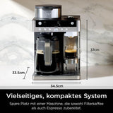 Ninja Prestige 2-i-1 filterkaffebryggare med kapslar och integrerad mjölkskummare, för latte, iskaffe och platt vit, svart CFN802EU