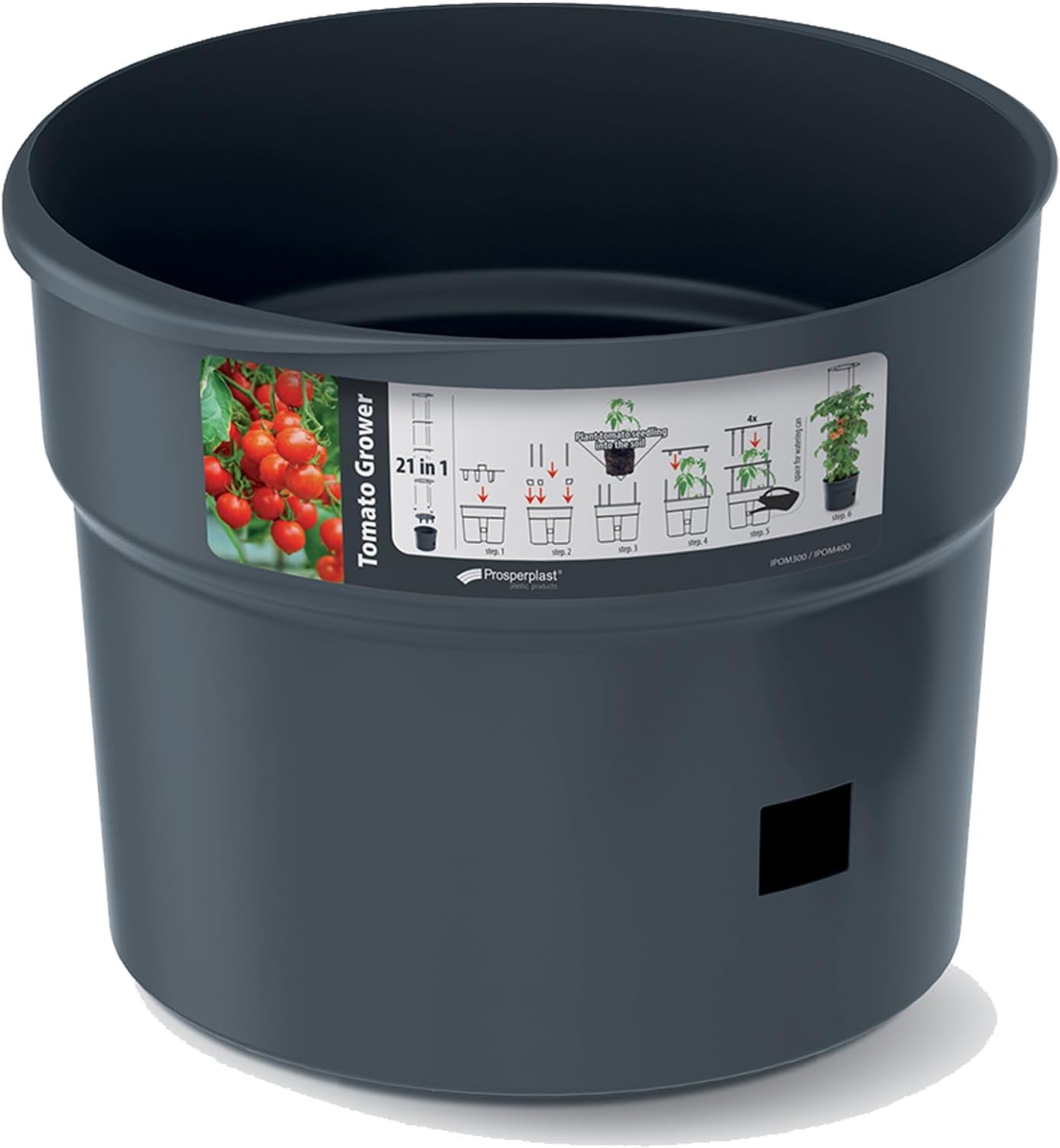 Prosperplast tomatplantakrukor med spaljé – Kraftig plastkruka | Antracit | Väder- och UV-beständig | 29,5 x 115,2 cm | Perfekt för trädgården och terrassen