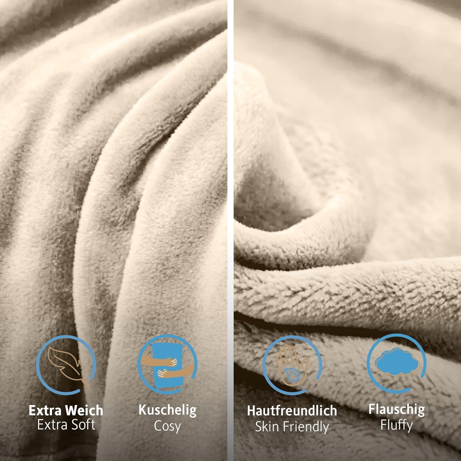 Komfortec fluffig filt, bekväm filt, fleecefilt, Oeko-Tex certifierad, supermjuk, 150X200 Cm, 260 G/M², beige sängar och filtar Besuche den Komfortec-Store